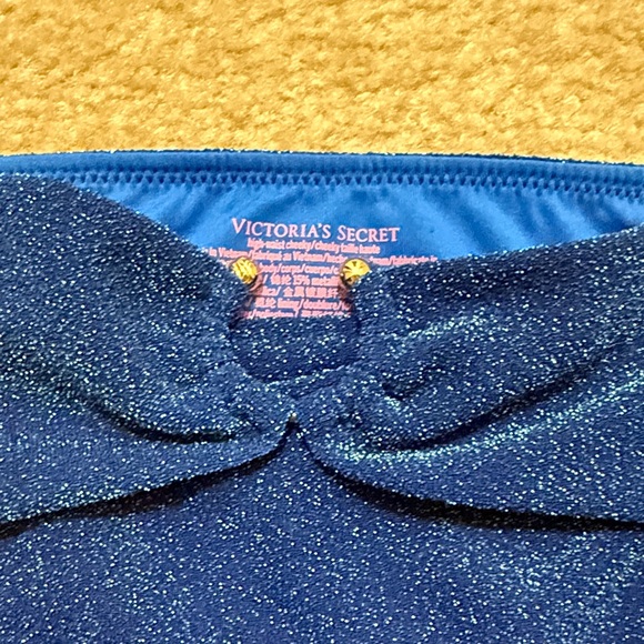 Victoria's Secret Shimmering Navy with Bright Blue High-Cut Bikini Bottom - Picture 2 of 4